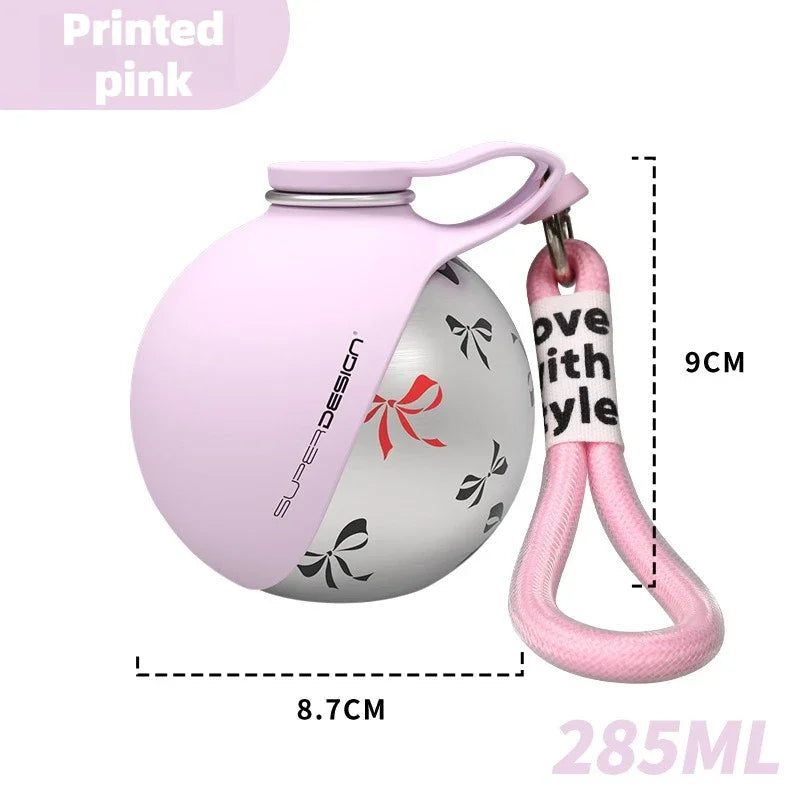 Pet Water Bottle 304 Stainless Steel Collapsible Ball Shaped Drinking Device Portable Dog Bowl for Small Dogs Outdoor Portable