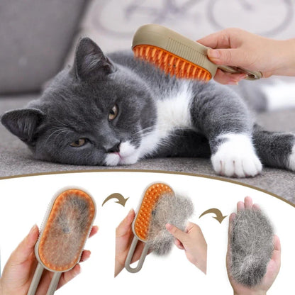 3-In-1 Steam Cat Brush & Grooming Comb - Effortless Pet Hair Remover with Massage Spray!
