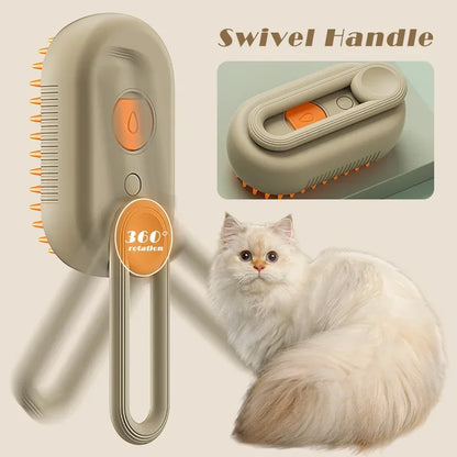 3-In-1 Steam Cat Brush & Grooming Comb - Effortless Pet Hair Remover with Massage Spray!